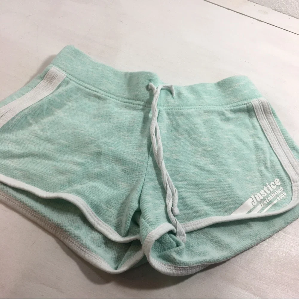 Justice Active Girls Shorts Green/White Size 7 NWOT